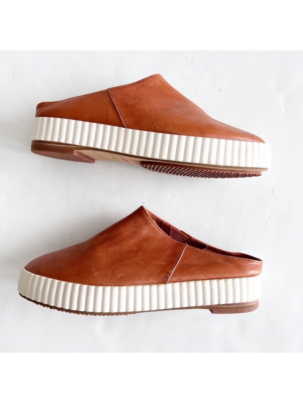 KELSI DAGGER rust Leather Miller Platform Slip Ons Shoes Miles Anthro size 8